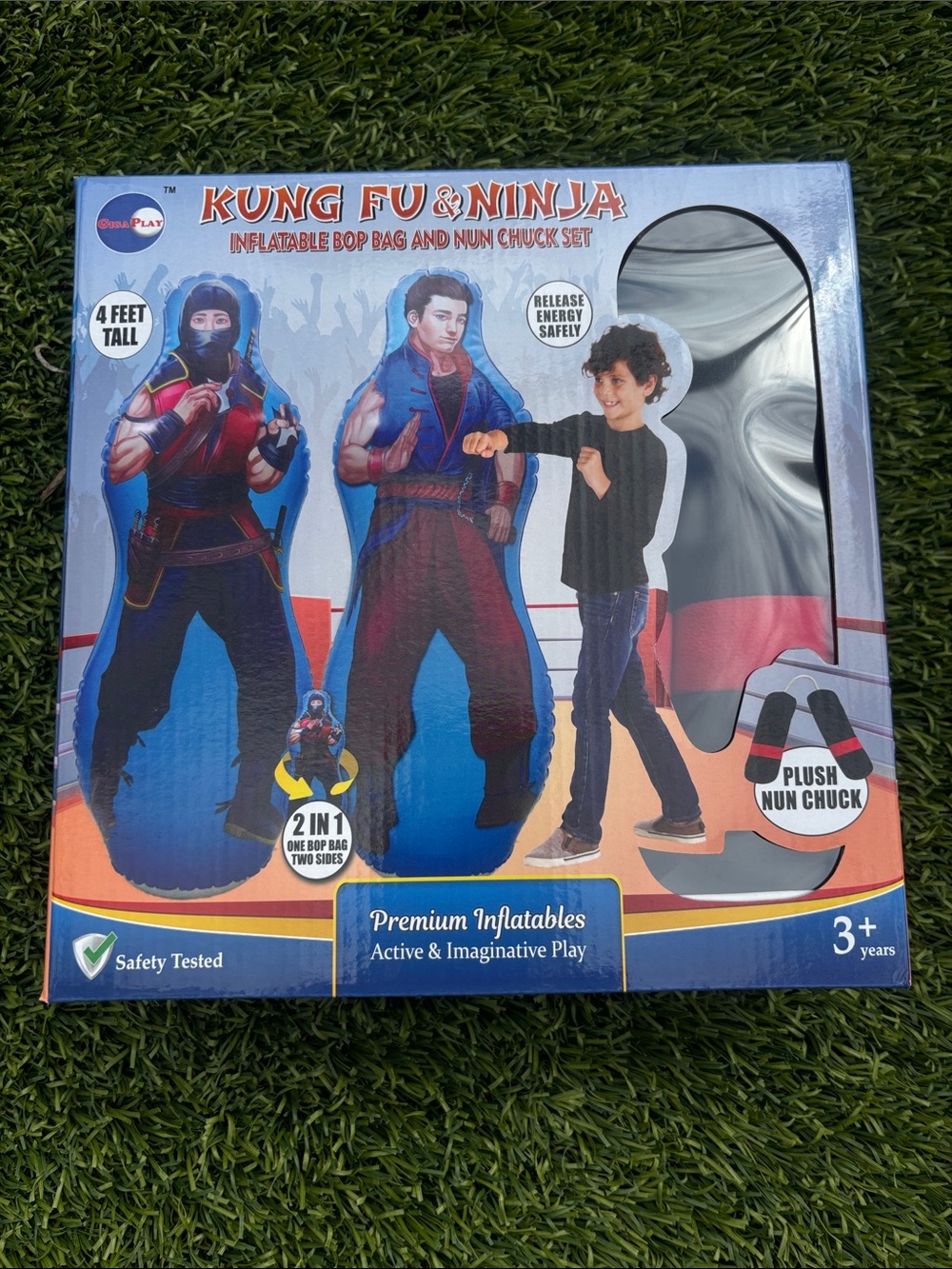 Inflatable Bop Bag and Plush Nun Chuck Set - Blue/Red